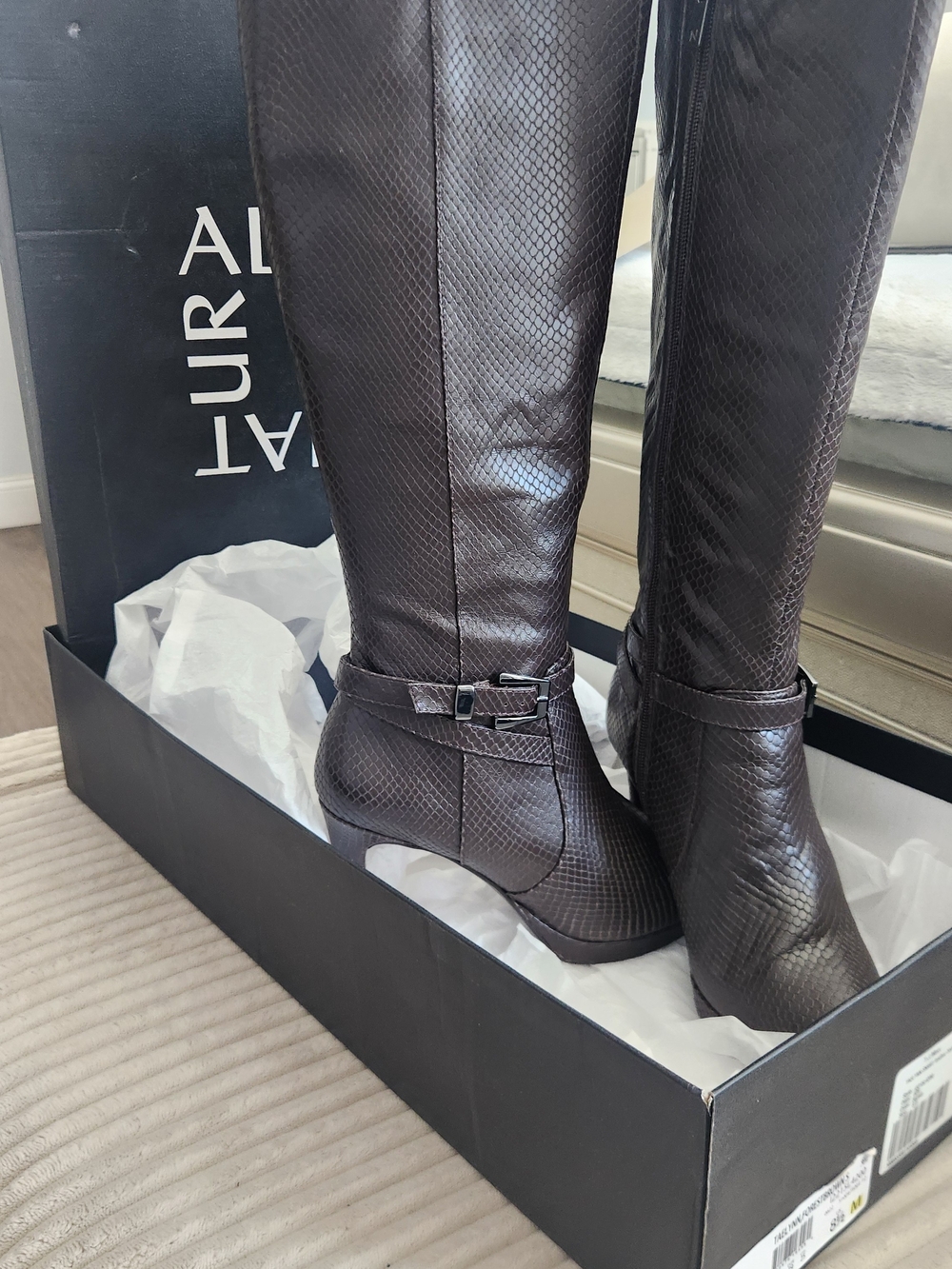 Naturalizer Dark Brown Over-the-Knee Textured Boots